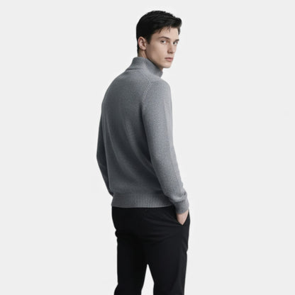 Heren pull-over met opstaande kraag – casual gebreide trui met stretch