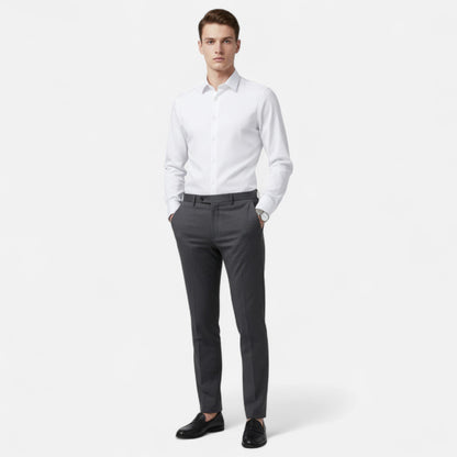 Heren Slim-Fit Lange Mouwen Overhemd met Stretch
