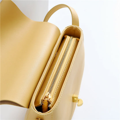 Dames schoudertas – echt leer, zadeltas design, compact, verstelbare band