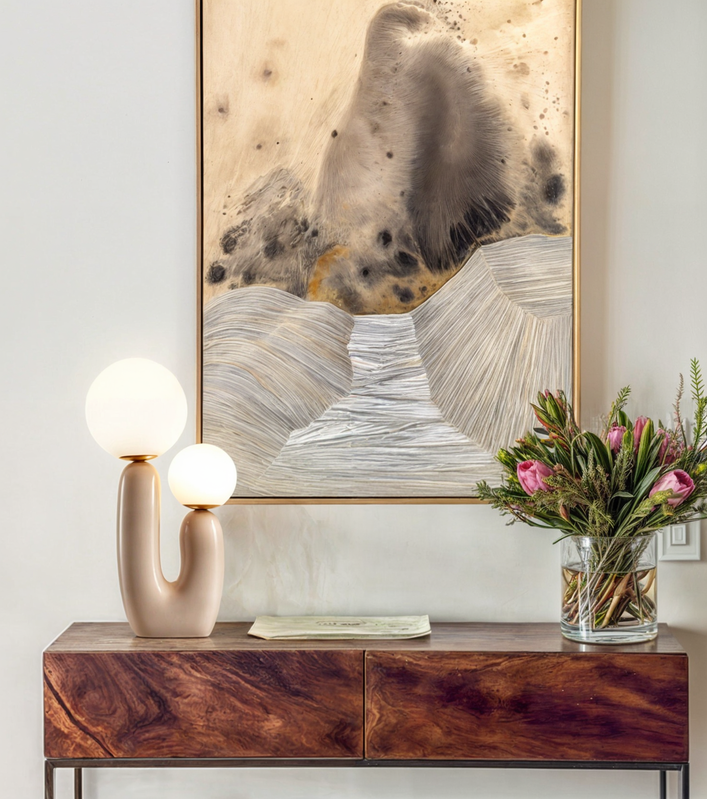 Elora Minimalistische Hars Tafellamp – Moderne Designlamp met Keramische Voet en Zacht Diffuus Licht voor Rustige Interieurs