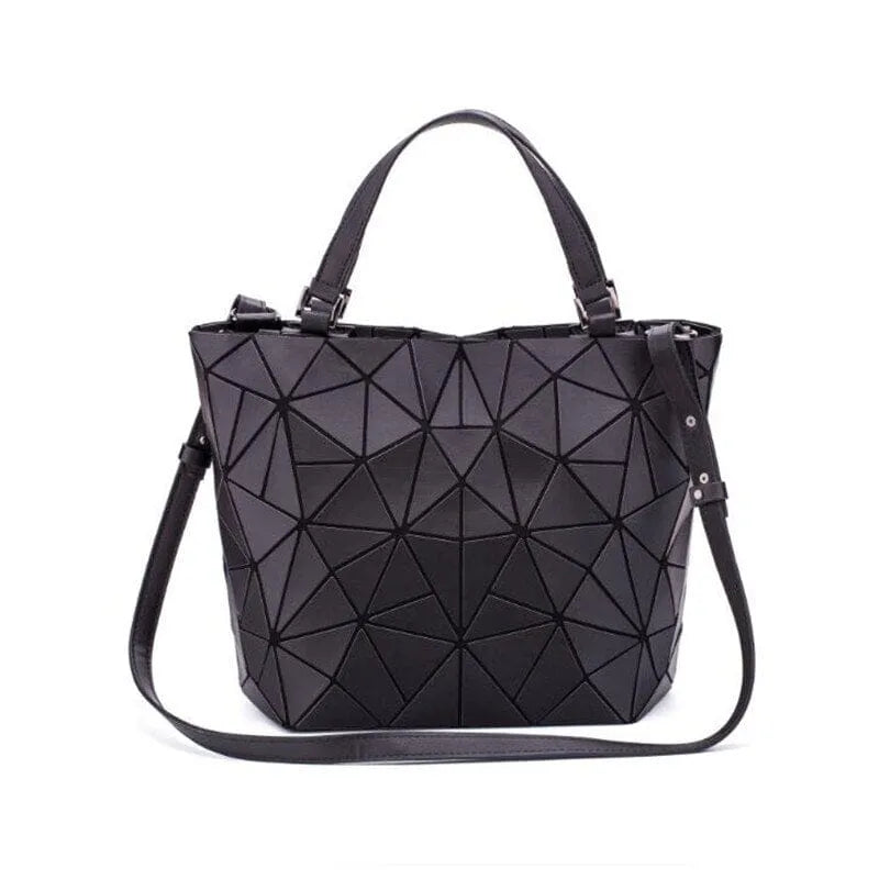 Dames tote bag – katoen, geometrisch patroon, blauw, ruim en praktisch