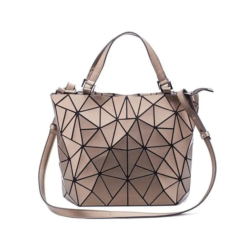 Dames tote bag – katoen, geometrisch patroon, blauw, ruim en praktisch