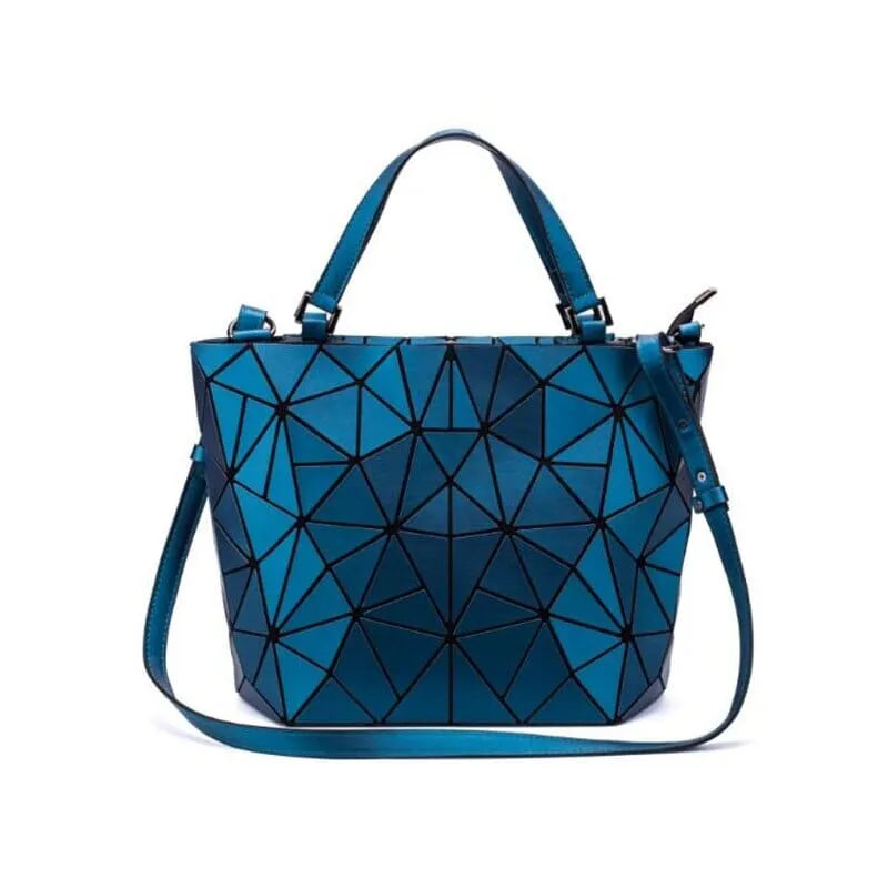 Dames tote bag – katoen, geometrisch patroon, blauw, ruim en praktisch