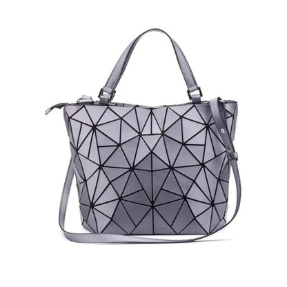 Dames tote bag – katoen, geometrisch patroon, blauw, ruim en praktisch