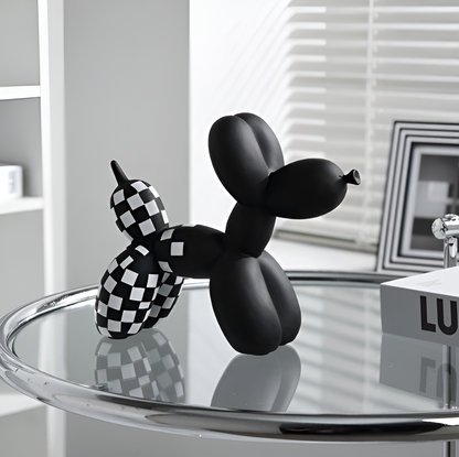 Ballonhond Decoratie – Speels Kunsthars Beeldje in Zwart of Wit – Modern & Veilig Interieuraccent