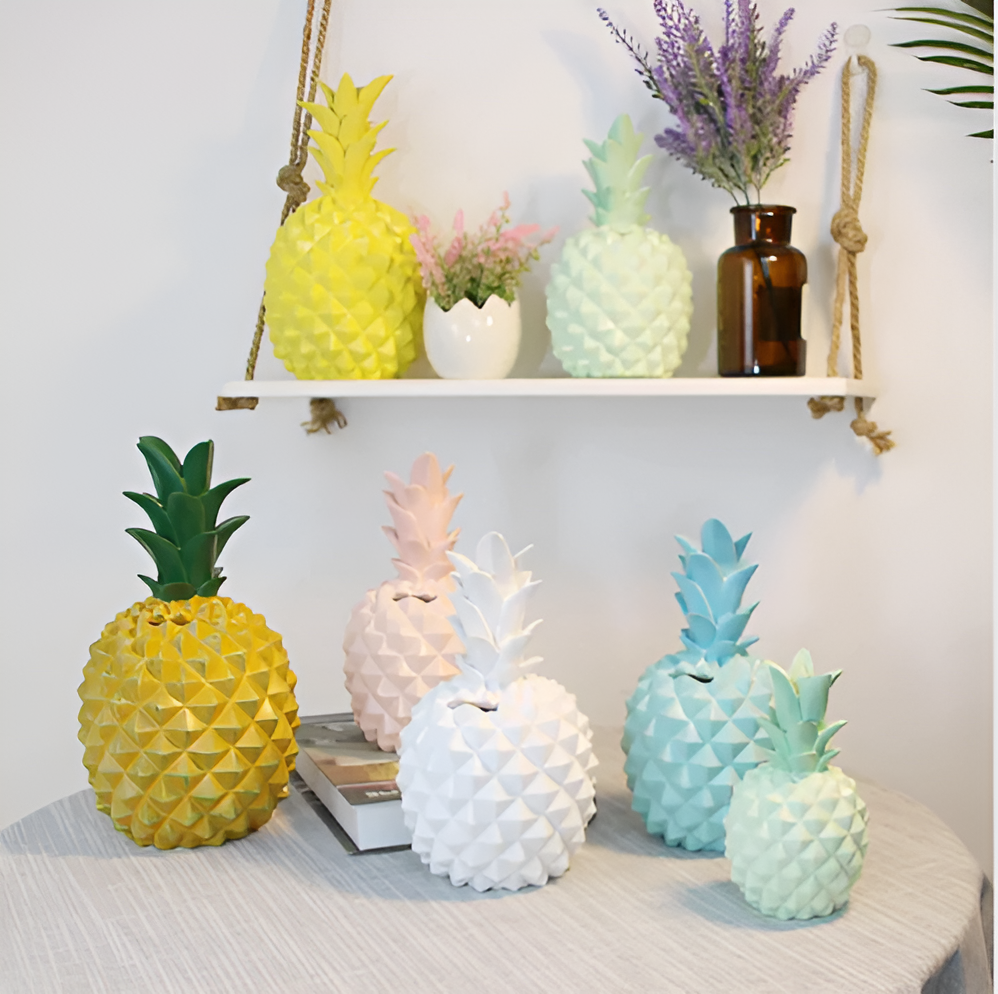 Palmano spaarpot – decoratieve ananas spaarpot van hars in vrolijke kleuren