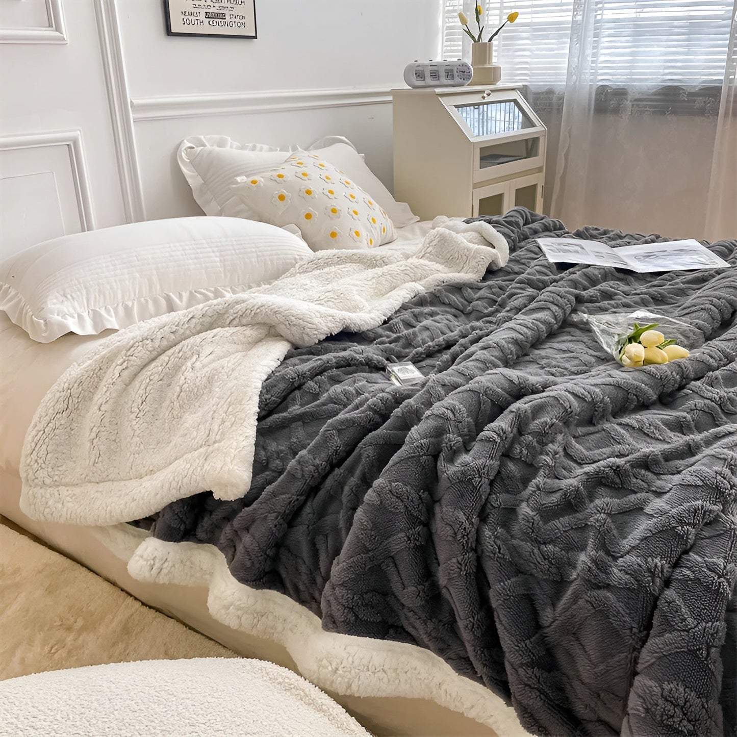 Cozy Cuddle – Dubbellaagse Kasjmier Fleecedeken voor Warme Nachten in Stijl
