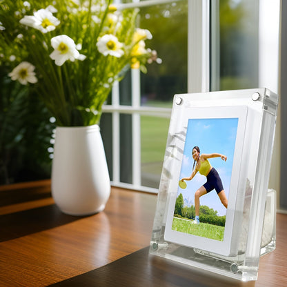Acryl Digitale Fotolijst met Videoweergave – CrystalFrame 5 Inch | Herinneringen in Beweging met USB en Oplaadbare Batterij