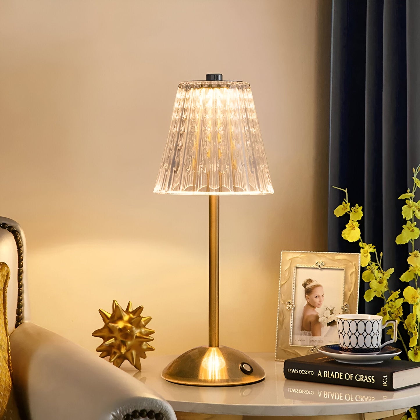 EleGlow tafellamp – vintage draadloze designlamp met touchbediening en 3 lichtstanden