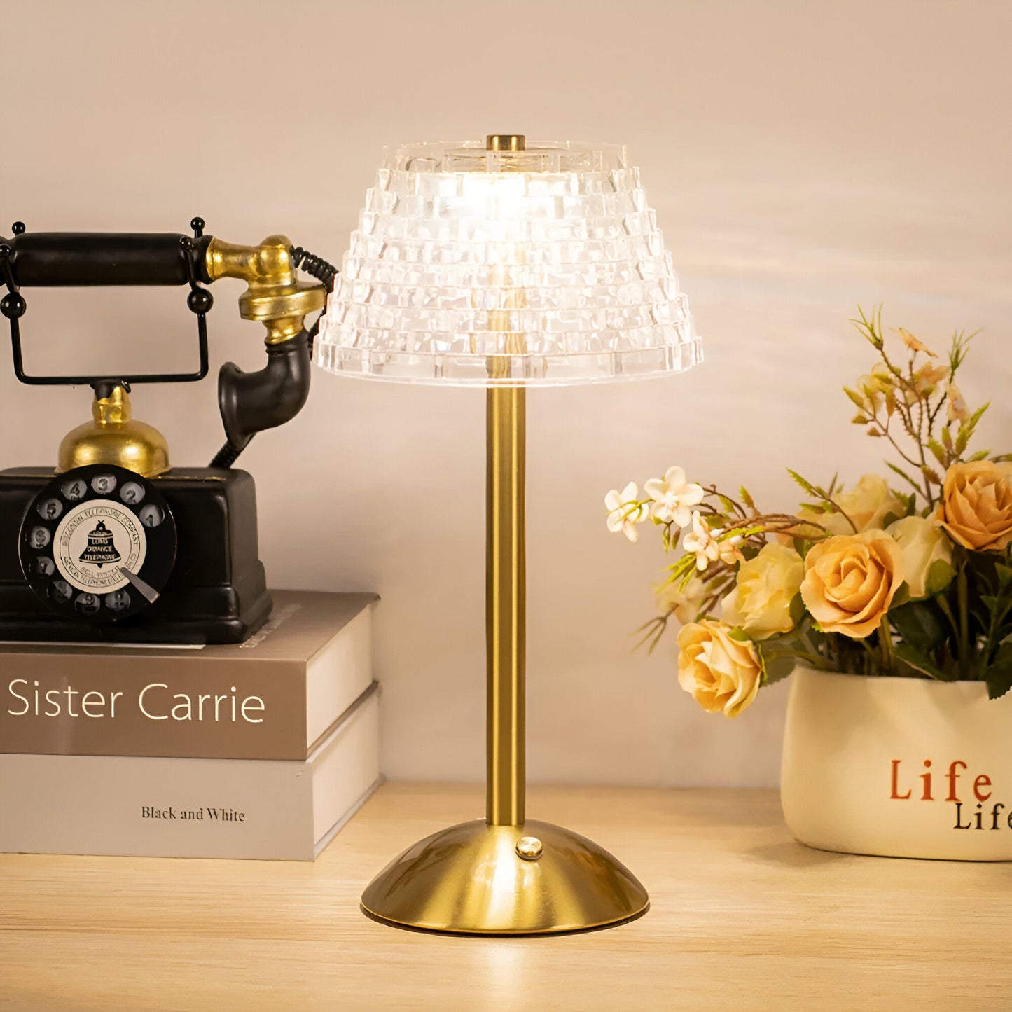 EleGlow tafellamp – vintage draadloze designlamp met touchbediening en 3 lichtstanden