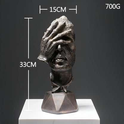 Abstrakte Gezichtsbeeld voor Interieurdecoratie – Expressive Face Sculptuur 33cm | Moderne Creatieve Kunst van Kunsthars