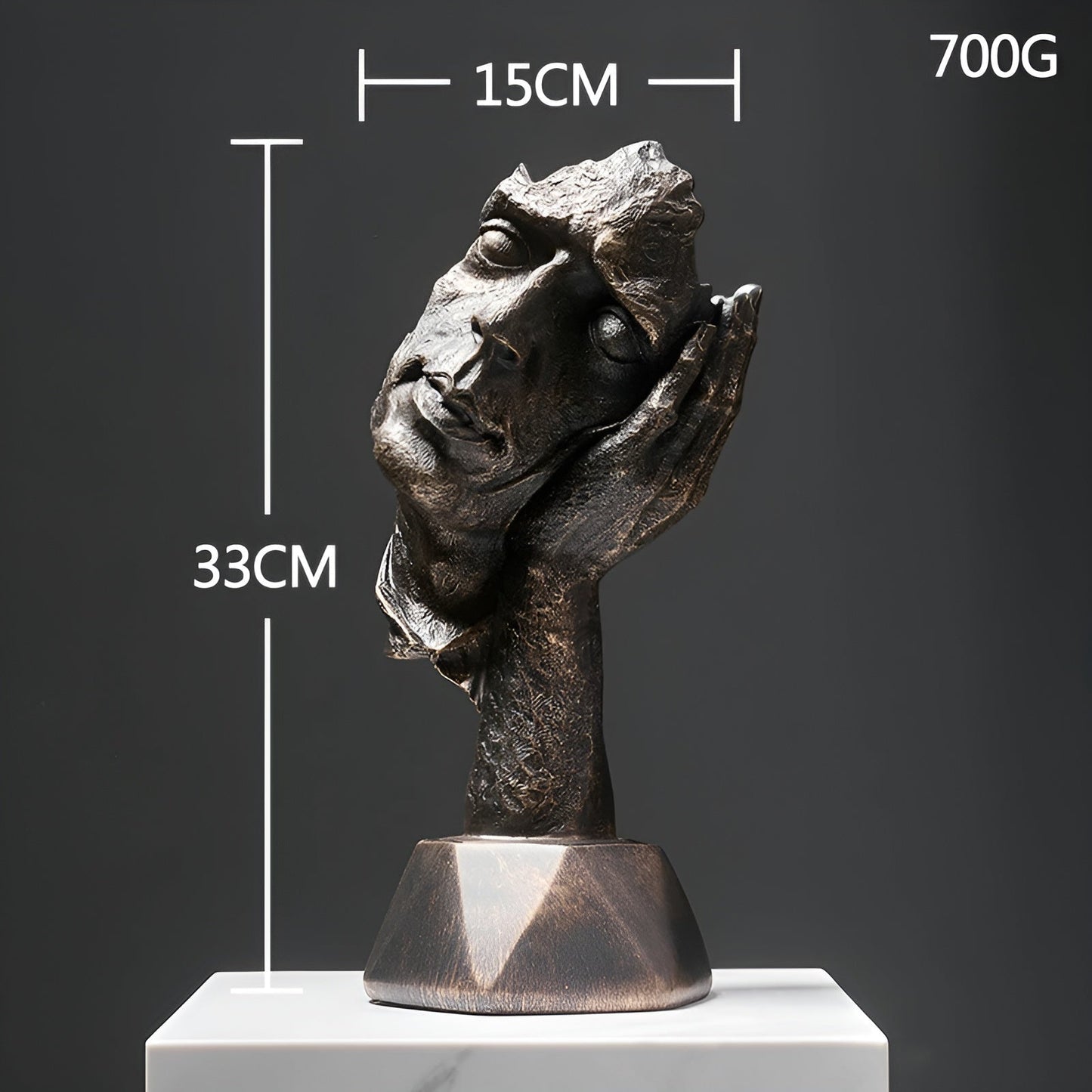 Abstrakte Gezichtsbeeld voor Interieurdecoratie – Expressive Face Sculptuur 33cm | Moderne Creatieve Kunst van Kunsthars