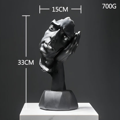 Abstrakte Gezichtsbeeld voor Interieurdecoratie – Expressive Face Sculptuur 33cm | Moderne Creatieve Kunst van Kunsthars