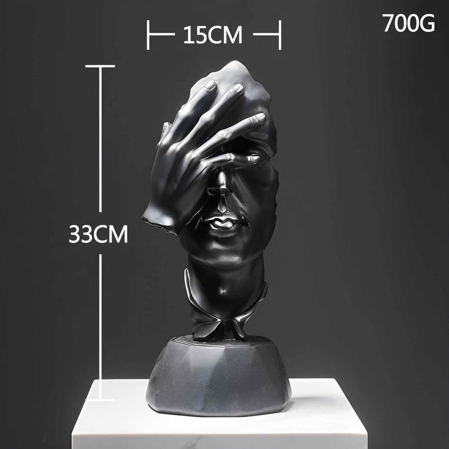 Abstrakte Gezichtsbeeld voor Interieurdecoratie – Expressive Face Sculptuur 33cm | Moderne Creatieve Kunst van Kunsthars