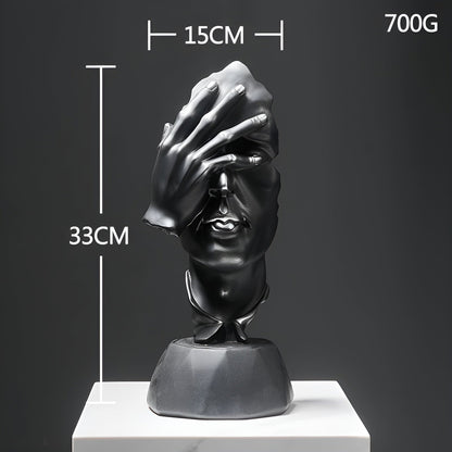 Abstrakte Gezichtsbeeld voor Interieurdecoratie – Expressive Face Sculptuur 33cm | Moderne Creatieve Kunst van Kunsthars
