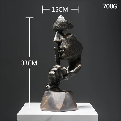Abstrakte Gezichtsbeeld voor Interieurdecoratie – Expressive Face Sculptuur 33cm | Moderne Creatieve Kunst van Kunsthars