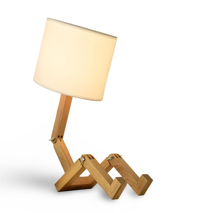 Flex WoodMan Tafellamp – Massief Houten Robotlamp met Verstelbaar Design