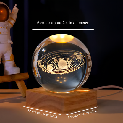 GalaxiaSphere Kristallen Galaxie Lamp – LED Lichtbol met Houten Voet en Kosmisch Effect