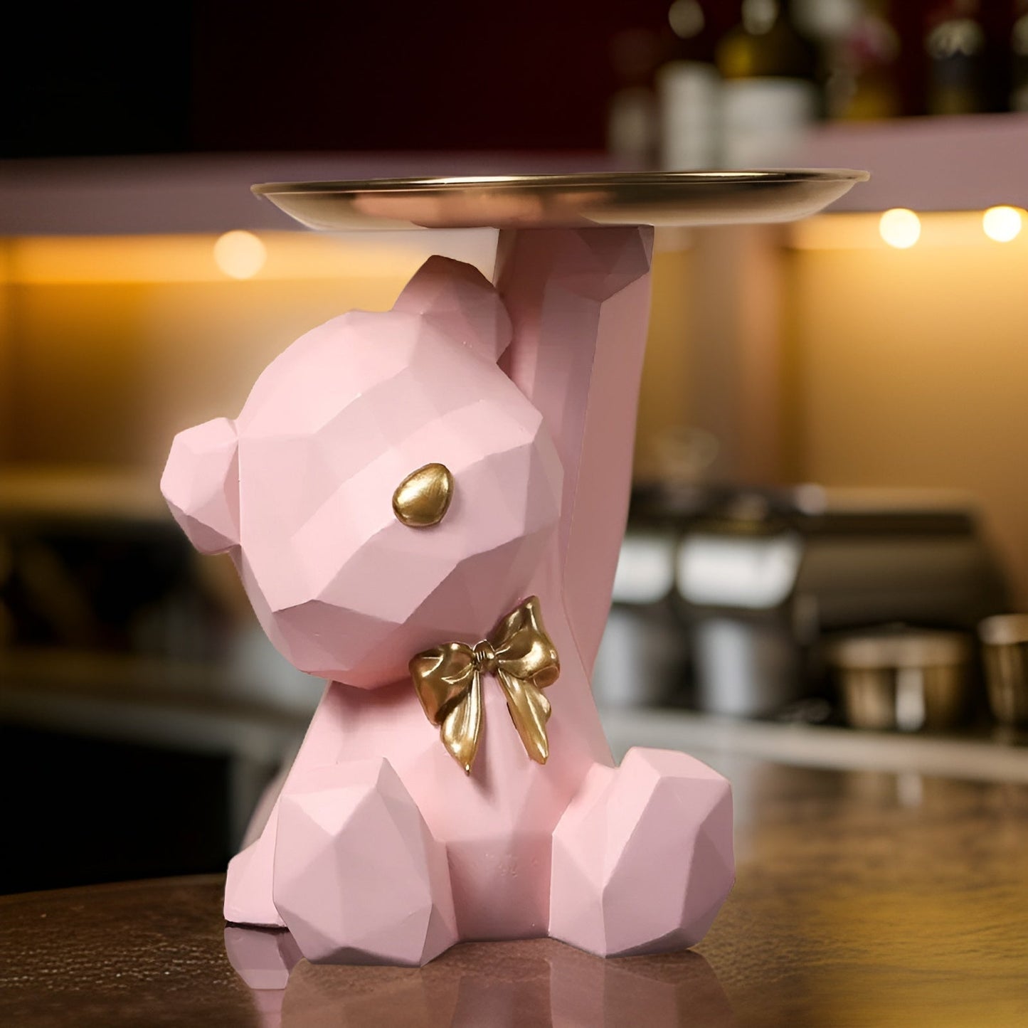 Geometrische Beer – Multifunctioneel Sleutelrek en Luxe Decoratief Beeldje voor Woonkamer en Hal