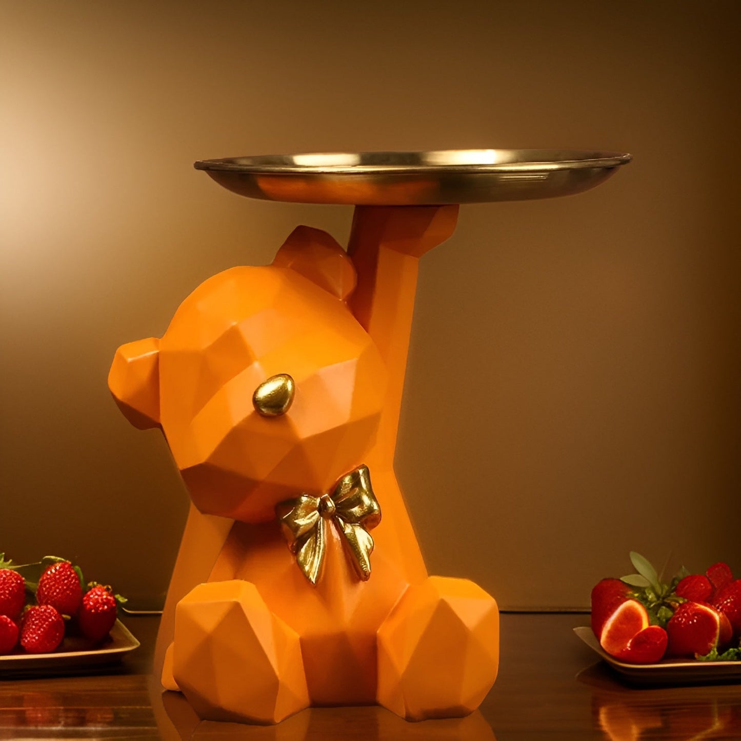 Geometrische Beer – Multifunctioneel Sleutelrek en Luxe Decoratief Beeldje voor Woonkamer en Hal