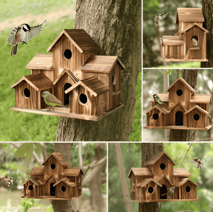 Hangend Houten Vogelhuisje – Weerbestendig Voederhuis voor Tuinvogels | Natuurlijke Nestkast voor Balkon, Tuin of Terras