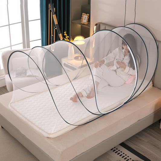 Klamboe Opvouwbaar Rond Anti-Muggennet met Ritssluiting en Bogen | 190x90x90cm