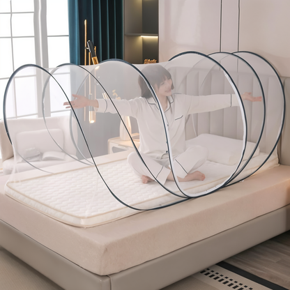 Klamboe Opvouwbaar Rond Anti-Muggennet met Ritssluiting en Bogen | 190x90x90cm