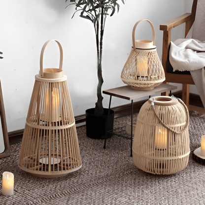 Boho Rattan Lantaarn – Handgemaakte Sfeerverlichting voor Buiten en Binnen