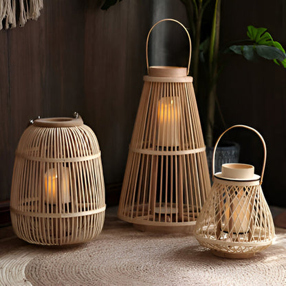 Boho Rattan Lantaarn – Handgemaakte Sfeerverlichting voor Buiten en Binnen