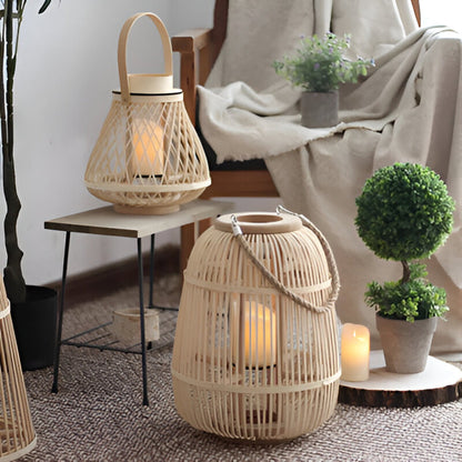Boho Rattan Lantaarn – Handgemaakte Sfeerverlichting voor Buiten en Binnen