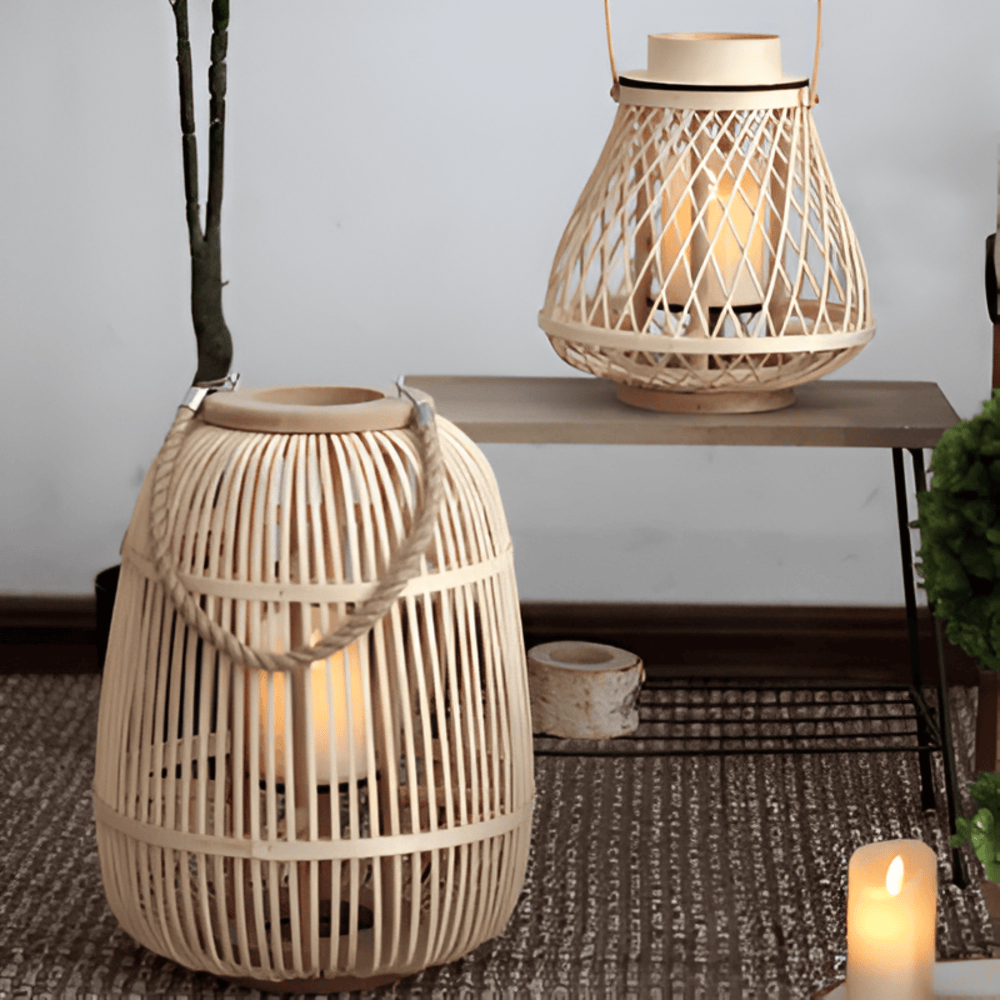 Boho Rattan Lantaarn – Handgemaakte Sfeerverlichting voor Buiten en Binnen