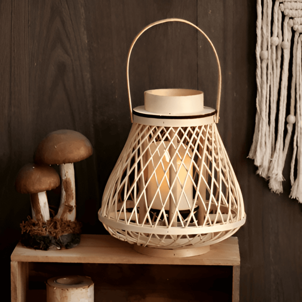 Boho Rattan Lantaarn – Handgemaakte Sfeerverlichting voor Buiten en Binnen