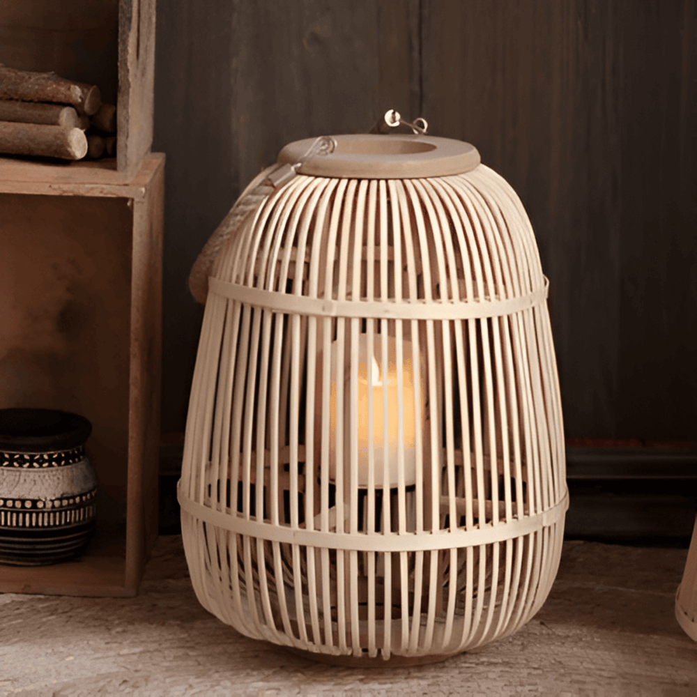 Boho Rattan Lantaarn – Handgemaakte Sfeerverlichting voor Buiten en Binnen