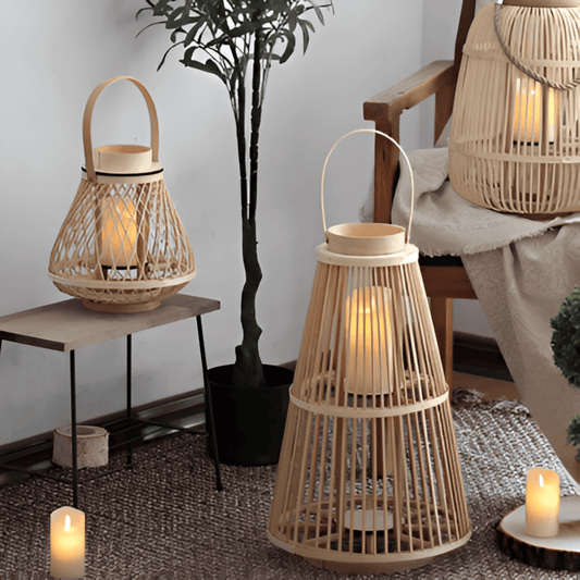 Boho Rattan Lantaarn – Handgemaakte Sfeerverlichting voor Buiten en Binnen