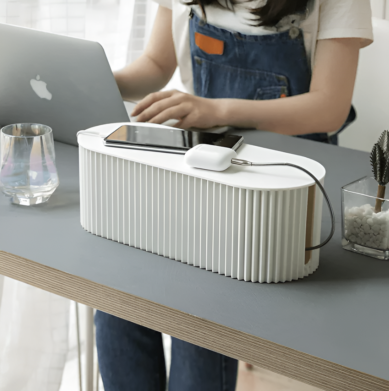 Hid Kabelbox – Minimalistische Kabel Organizer in Macaron-kleuren – Oplader- en Snoeren Opbergdoos voor Bureau en Woonruimte