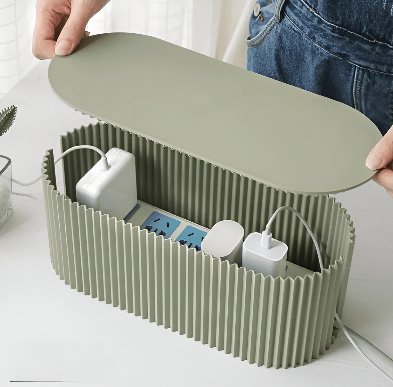 Hid Kabelbox – Minimalistische Kabel Organizer in Macaron-kleuren – Oplader- en Snoeren Opbergdoos voor Bureau en Woonruimte