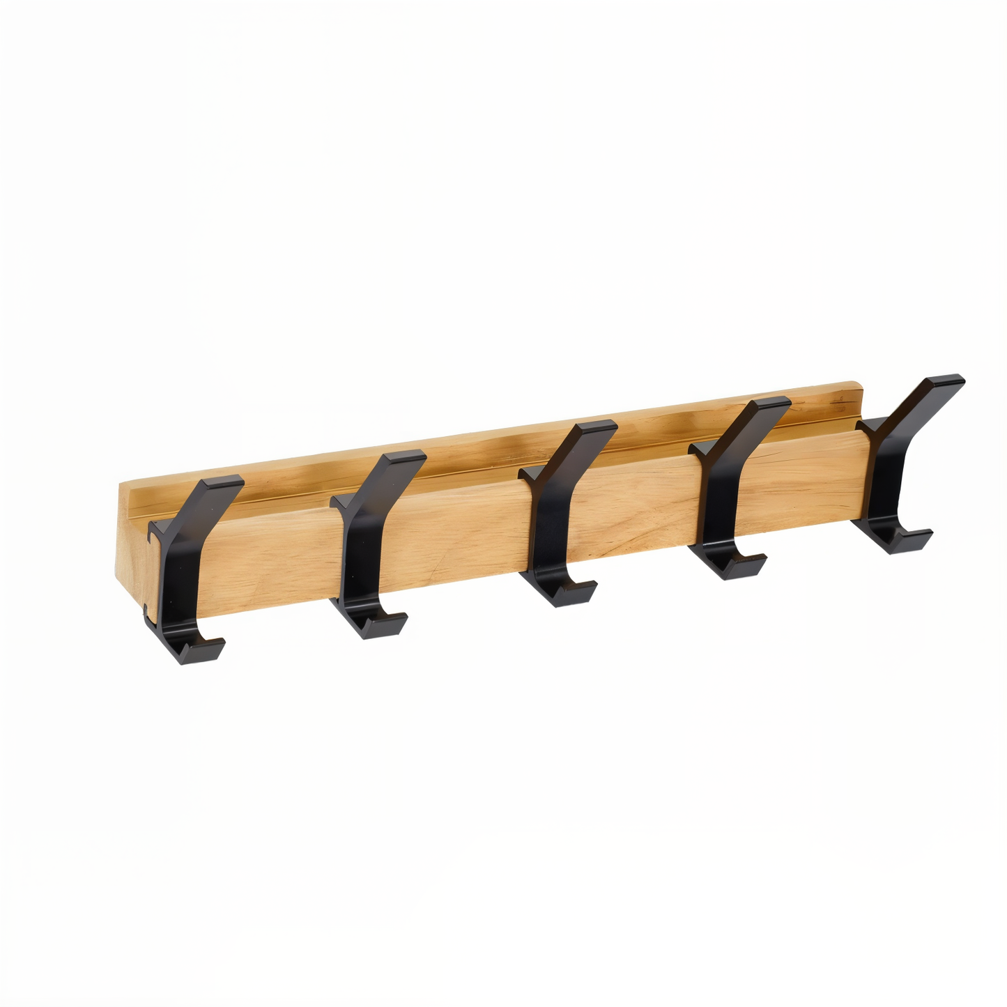 Wandkapstok van Hout met Verstelbare Aluminium Haken – HookRack 5-Haaks | Wandgarderobe voor Hal, Badkamer & Slaapkamer