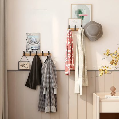 Wandkapstok van Hout met Verstelbare Aluminium Haken – HookRack 5-Haaks | Wandgarderobe voor Hal, Badkamer & Slaapkamer