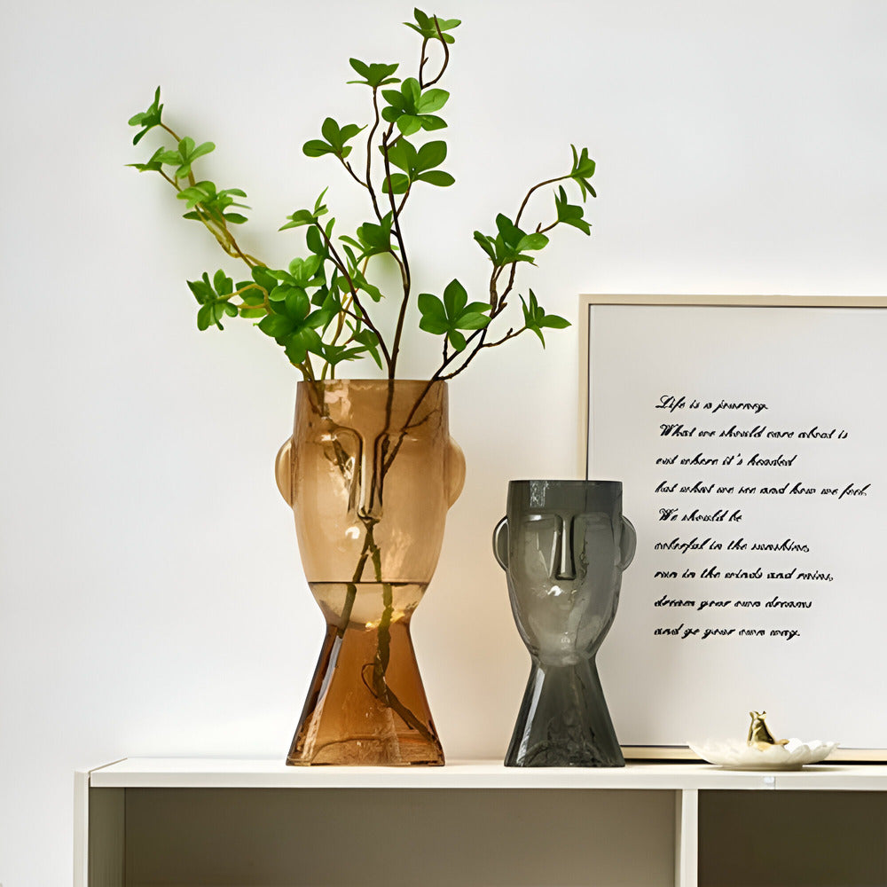 Artistic Head Glass Vase – Unieke Decoratieve Vaas voor Moderne Interieurs