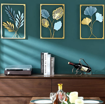 Aurablatt – Gouden Metalen Wanddecoratie in Bladvorm | Scandinavisch Design (Set of Los)