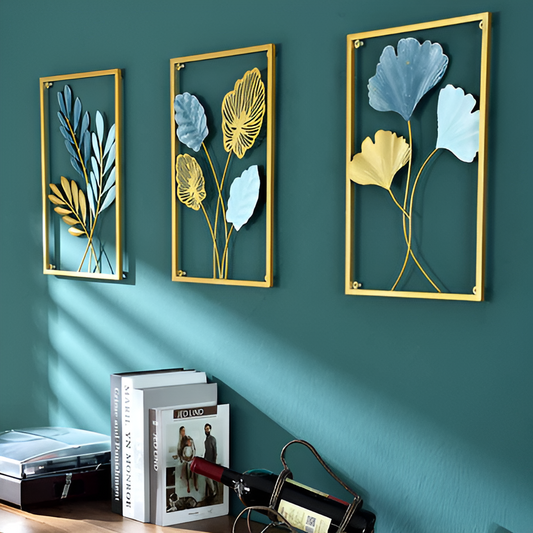 Aurablatt – Gouden Metalen Wanddecoratie in Bladvorm | Scandinavisch Design (Set of Los)
