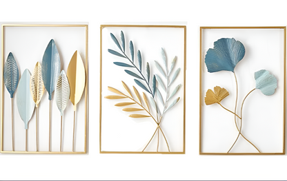 Aurablatt – Gouden Metalen Wanddecoratie in Bladvorm | Scandinavisch Design (Set of Los)