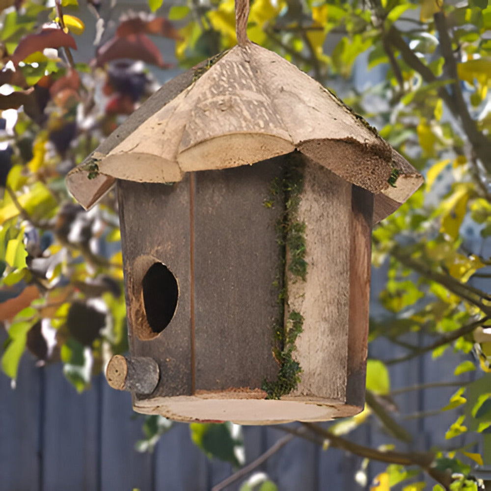 Domus – Rustiek Houten Vogelhuisje voor Kolibries | Natuurlijke Nestkast voor Kleine Tuinvogels & Decoratieprojecten