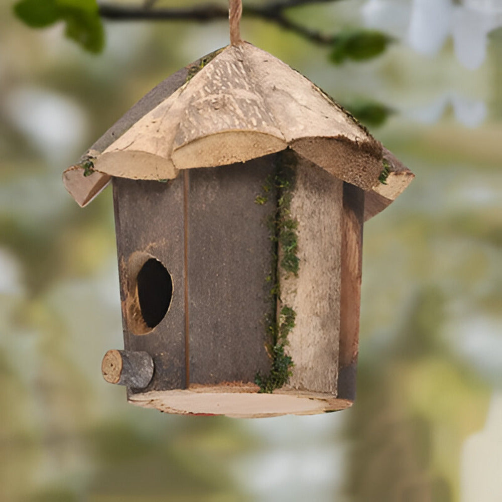 Domus – Rustiek Houten Vogelhuisje voor Kolibries | Natuurlijke Nestkast voor Kleine Tuinvogels & Decoratieprojecten