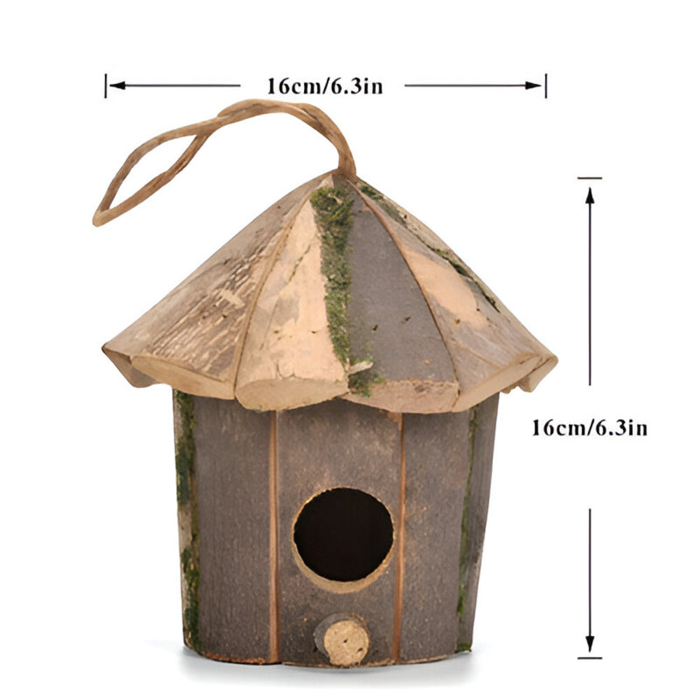 Domus – Rustiek Houten Vogelhuisje voor Kolibries | Natuurlijke Nestkast voor Kleine Tuinvogels & Decoratieprojecten