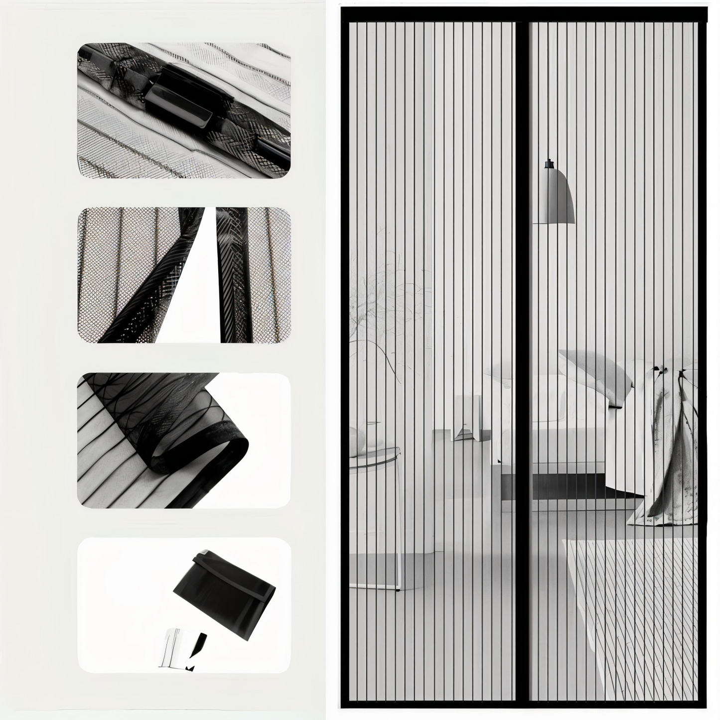 Magnetisch Deurhor met Slimme Sluiting – NetShield Insectenwerend Gaas 90–120x210cm | Muggennet met Automatisch Sluitende Magneetstrip