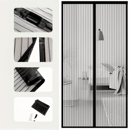 Magnetisch Deurhor met Slimme Sluiting – NetShield Insectenwerend Gaas 90–120x210cm | Muggennet met Automatisch Sluitende Magneetstrip