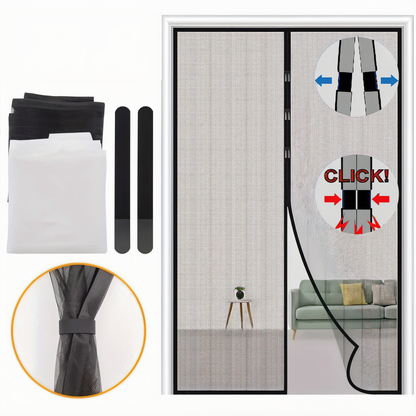 Magnetisch Deurhor met Slimme Sluiting – NetShield Insectenwerend Gaas 90–120x210cm | Muggennet met Automatisch Sluitende Magneetstrip