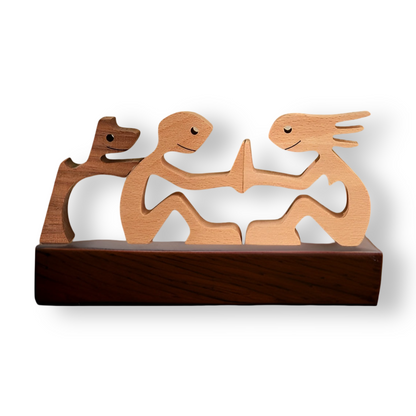 Paws of Love – Handgemaakte Houtsculptuur van Hond en Mens – Symbool van Eeuwige Verbondenheid