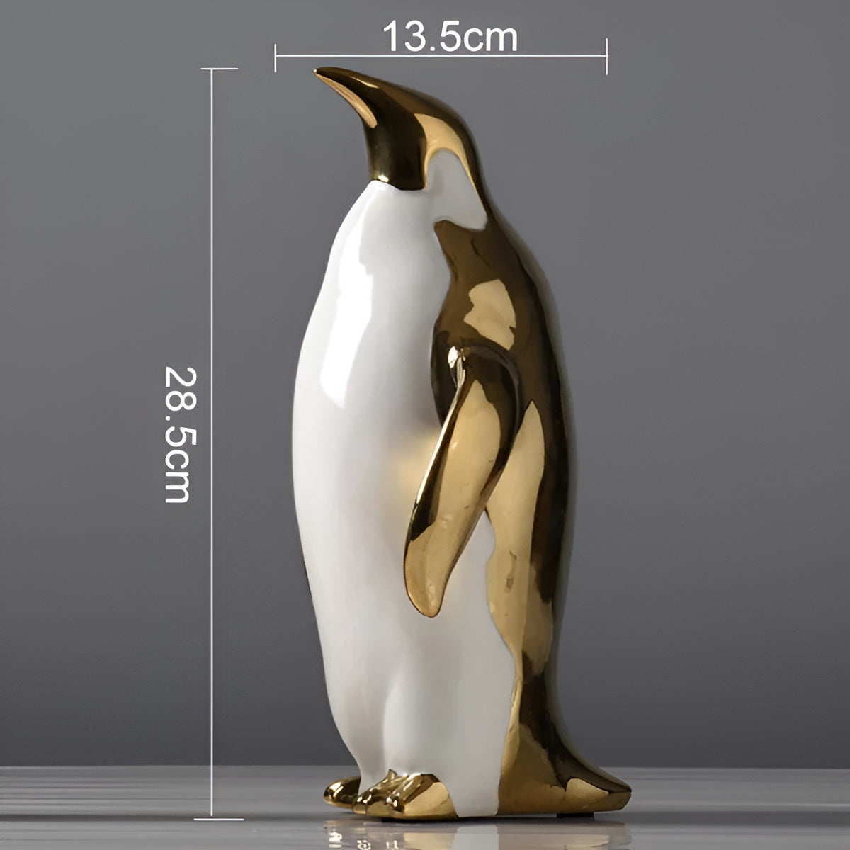 Gouden Pinguïn Beeld – Luxe Keramische Pinguïn Decoratie | Modern Glinsterend Accent – 15 tot 28 cm Hoog